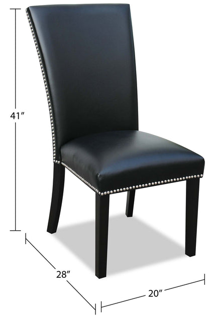 Chaise de salle à manger Cami avec tissu en cuir végétalien - Noir | Chaise de salle à manger Cami en tissu en similicuir - noire