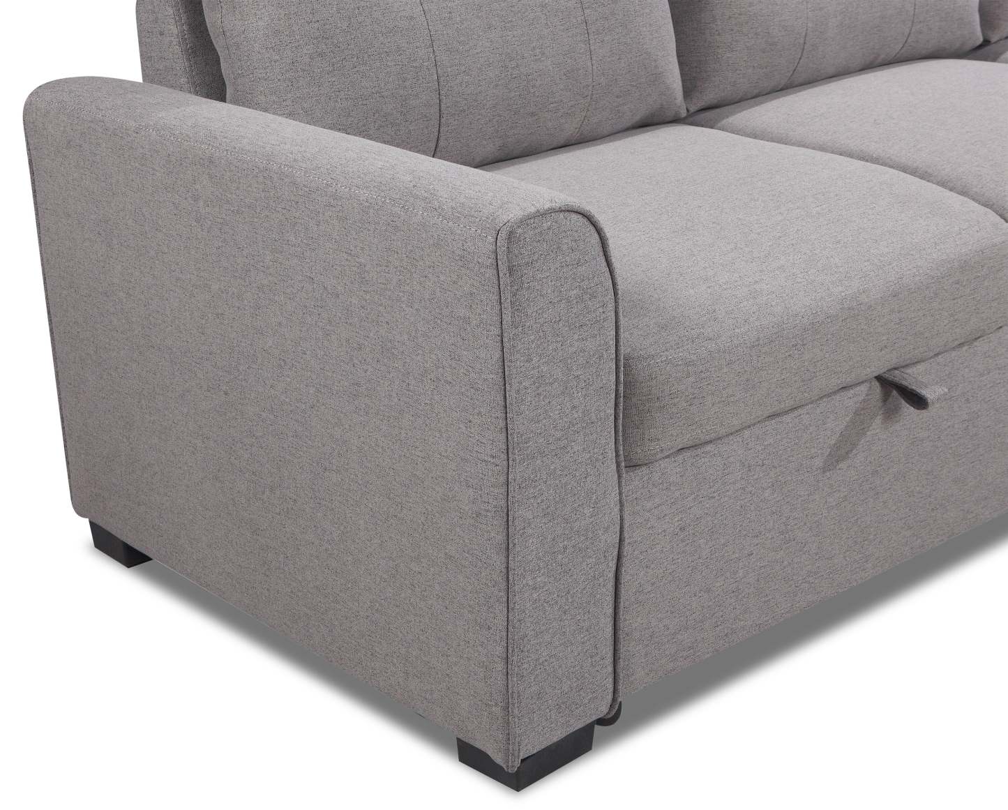 Carter 2 pièces sectionnel droit en tissu d’apparence lin avec fauteuil long de rangement - gris Solis