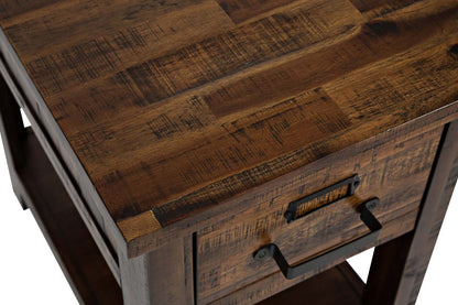 Casey 16 Rustic Chairside Table with Storage and Shelf - Brown Wood|Table de fauteuil rustique Casey de 16 po avec rangement et tablette - bois brun