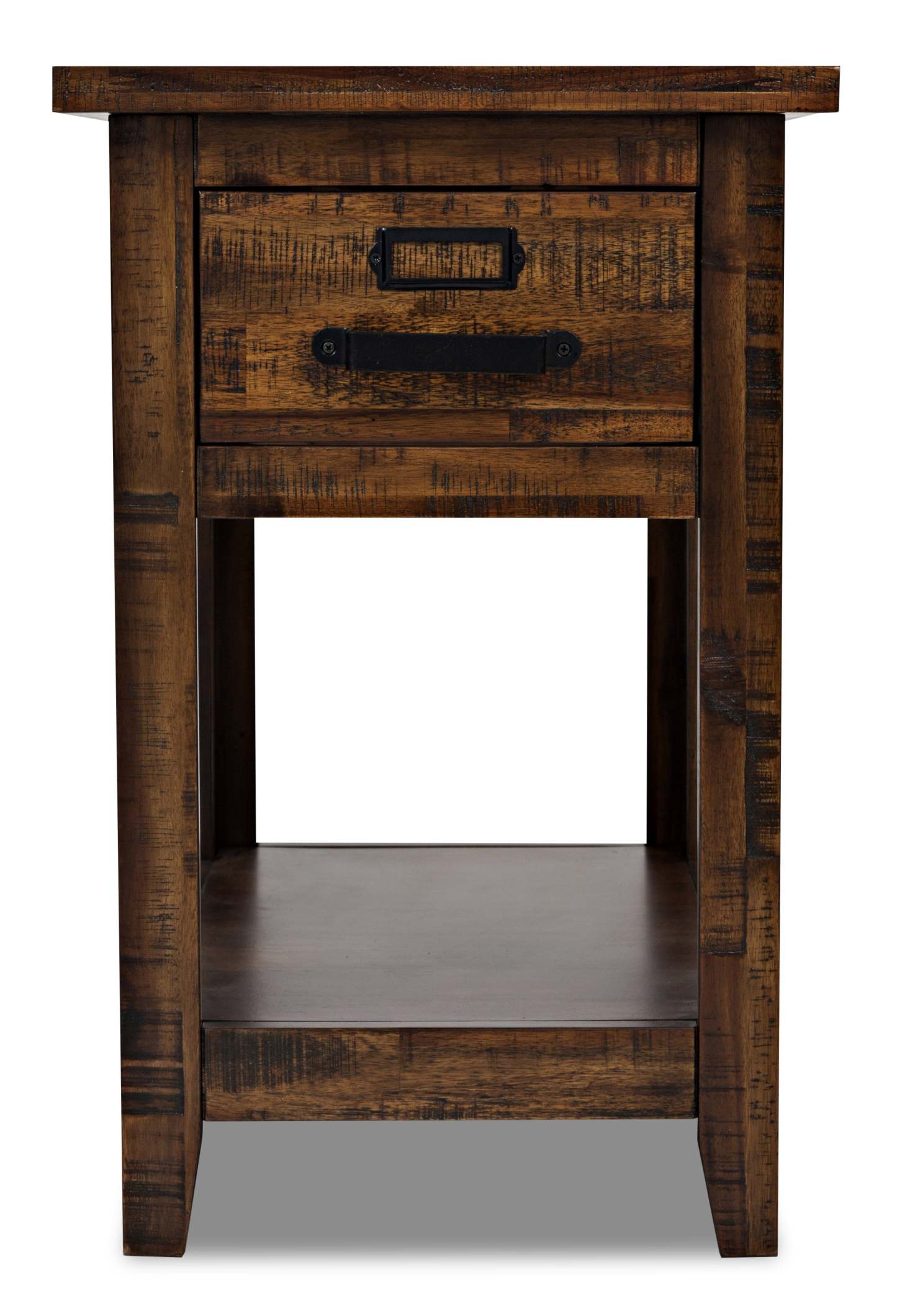 Casey 16 Rustic Chairside Table with Storage and Shelf - Brown Wood|Table de fauteuil rustique Casey de 16 po avec rangement et tablette - bois brun