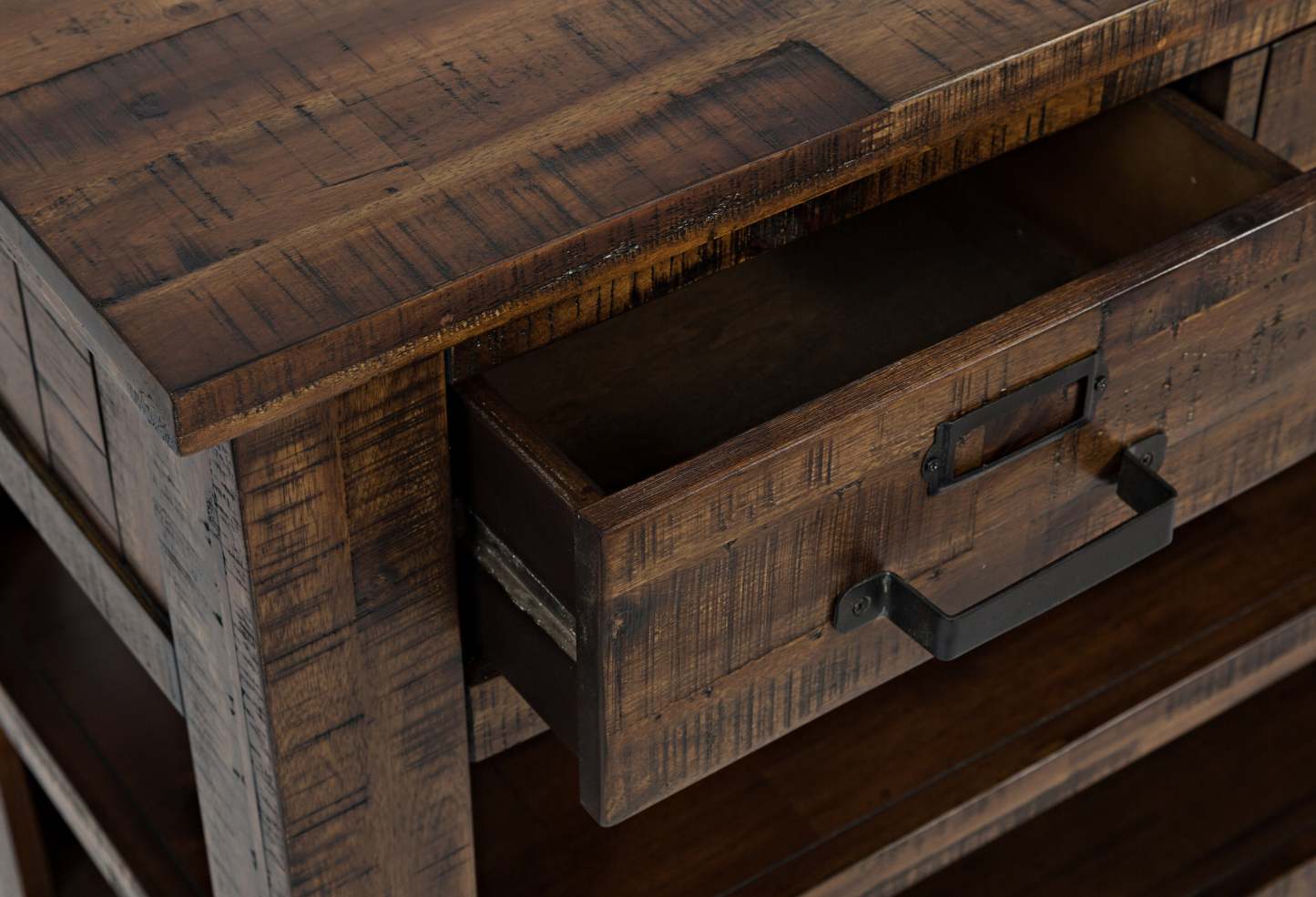 Casey 50 Rustic Sofa Table with Storage and Shelf - Brown Wood|Table de salon rustique Casey de 50 po avec rangement et tablette - bois brun