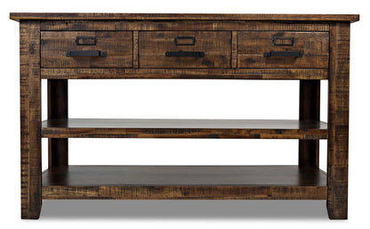 Casey 50 Rustic Sofa Table with Storage and Shelf - Brown Wood|Table de salon rustique Casey de 50 po avec rangement et tablette - bois brun