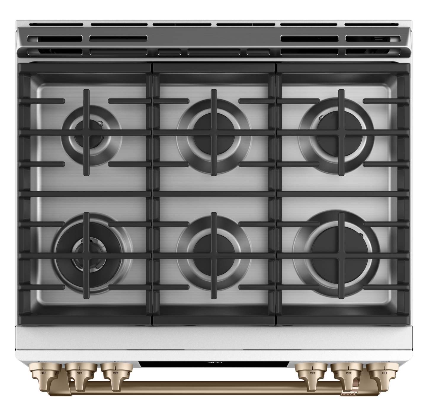 Cuisinière intelligente hybride Café de 5,7 pi³ avec convection européenne véritable et grilles auto…