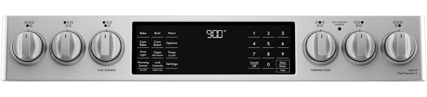 Cuisinière intelligente à induction Café de 5,7 pi³ avec convection européenne véritable et grilles autonettoyantes - Acier inoxydable…