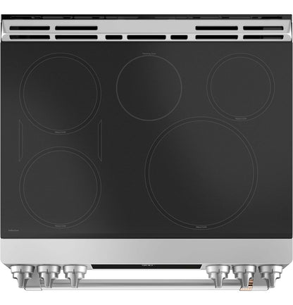 Cuisinière intelligente à induction Café de 5,7 pi³ avec convection européenne véritable et grilles autonettoyantes - Acier inoxydable…