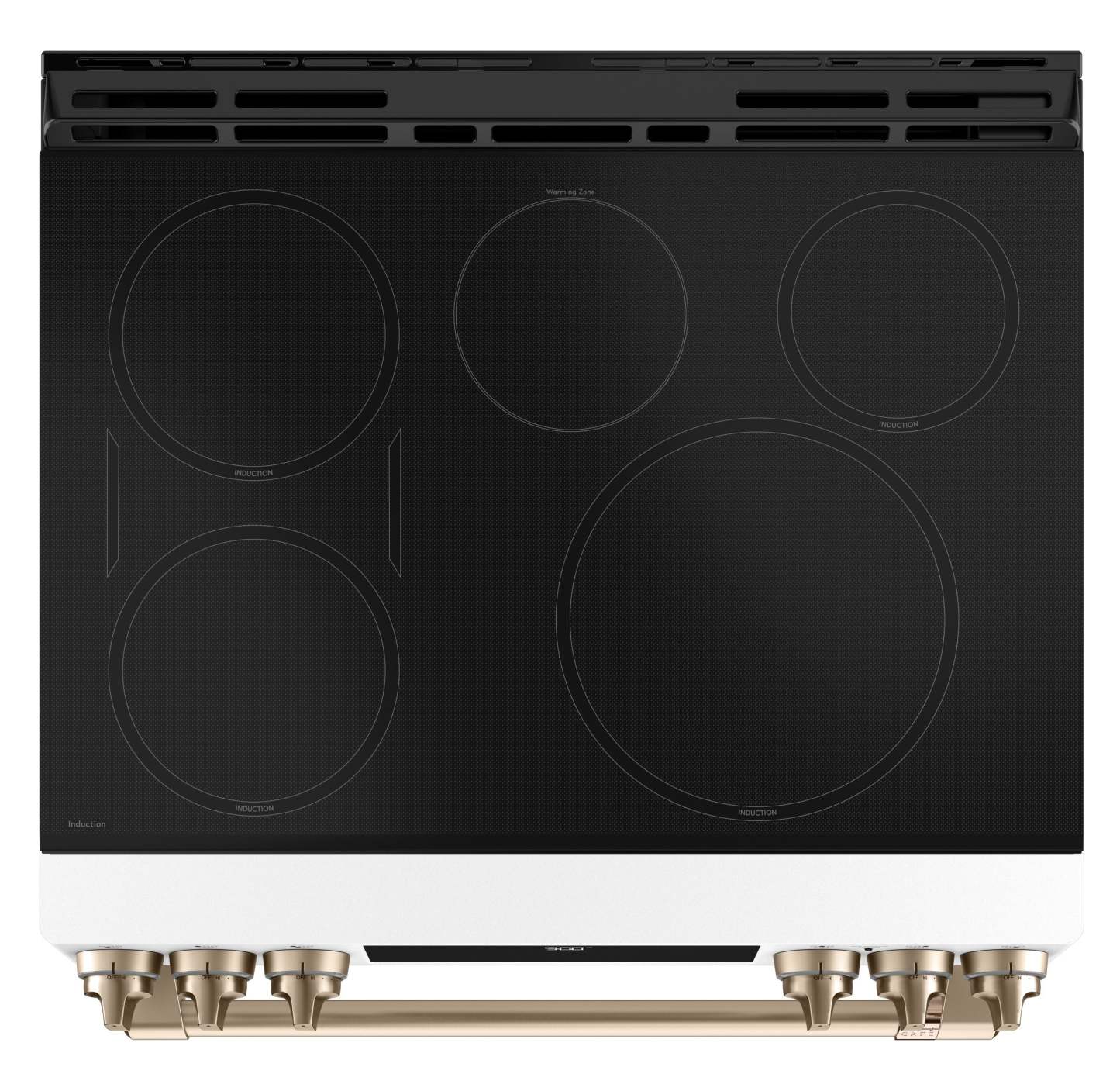 Cuisinière intelligente à induction Café de 5,7 pi³ avec convection européenne véritable et grilles autonettoyantes - Mat noir…