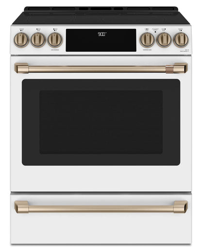 Cuisinière intelligente à induction Café de 5,7 pi³ avec convection européenne véritable et grilles autonettoyantes - Mat noir…
