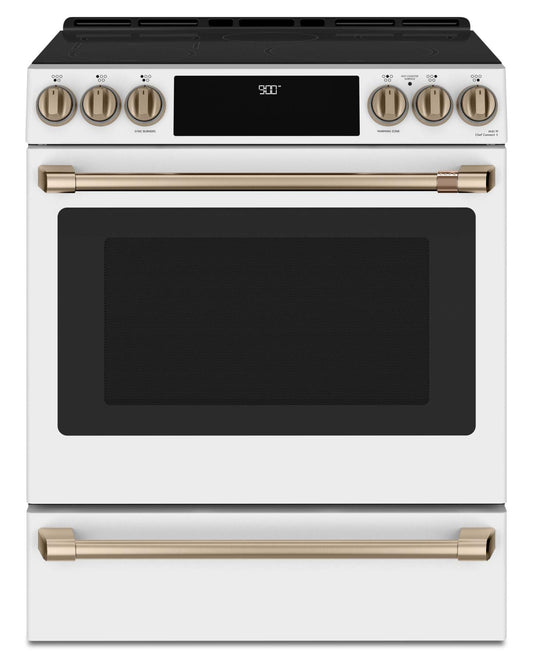 Cuisinière intelligente à induction Café de 5,7 pi³ avec convection européenne véritable et grilles autonettoyantes - Mat noir…