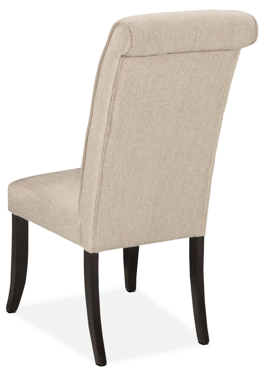 Chaise de salle à manger Tripton avec tissu d'apparence lin, capitonnée par boutons - Taupe | Chaise de salle à manger Tripton capitonnée en tissu d'apparence lin - taupe