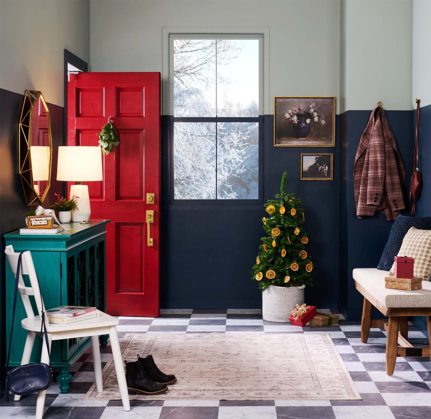 Banc de salle à manger en cèdre avec tissu en polyester, bois de pin, base à tréteaux, 60 W - Marron | Banc de salle à manger Cedar de 60 po (L) en pin et tissu de polyester, avec base à tréteaux - brun