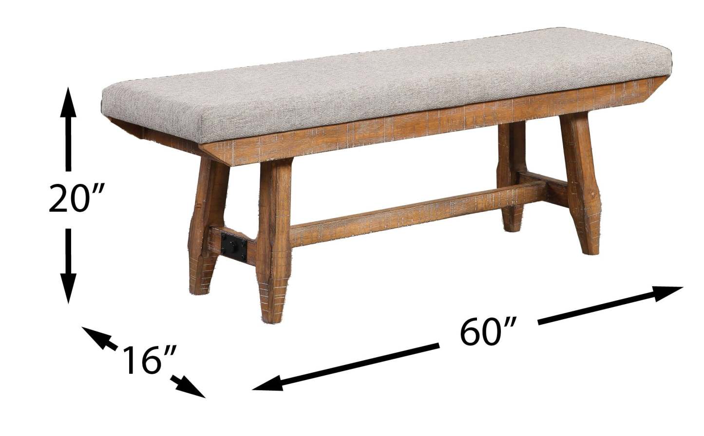 Banc de salle à manger en cèdre avec tissu en polyester, bois de pin, base à tréteaux, 60 W - Marron | Banc de salle à manger Cedar de 60 po (L) en pin et tissu de polyester, avec base à tréteaux - brun