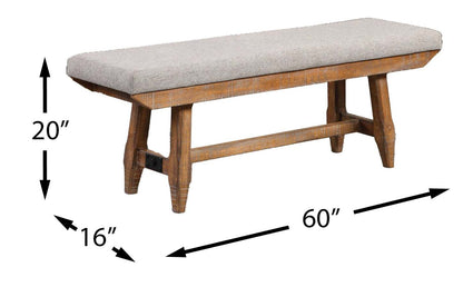 Banc de salle à manger en cèdre avec tissu en polyester, bois de pin, base à tréteaux, 60 W - Marron | Banc de salle à manger Cedar de 60 po (L) en pin et tissu de polyester, avec base à tréteaux - brun