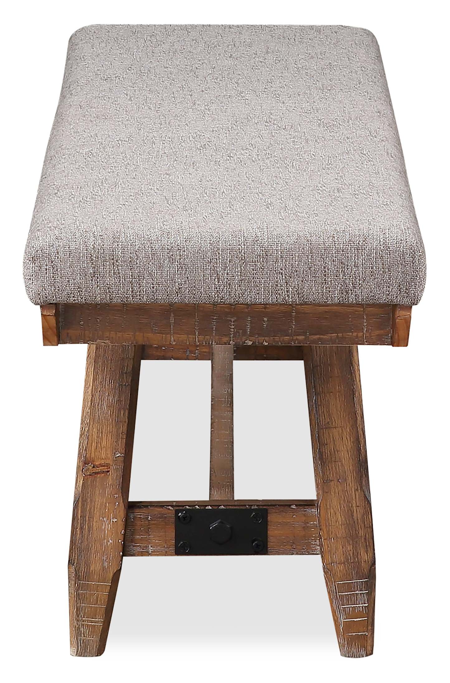 Banc de salle à manger en cèdre avec tissu en polyester, bois de pin, base à tréteaux, 60 W - Marron | Banc de salle à manger Cedar de 60 po (L) en pin et tissu de polyester, avec base à tréteaux - brun