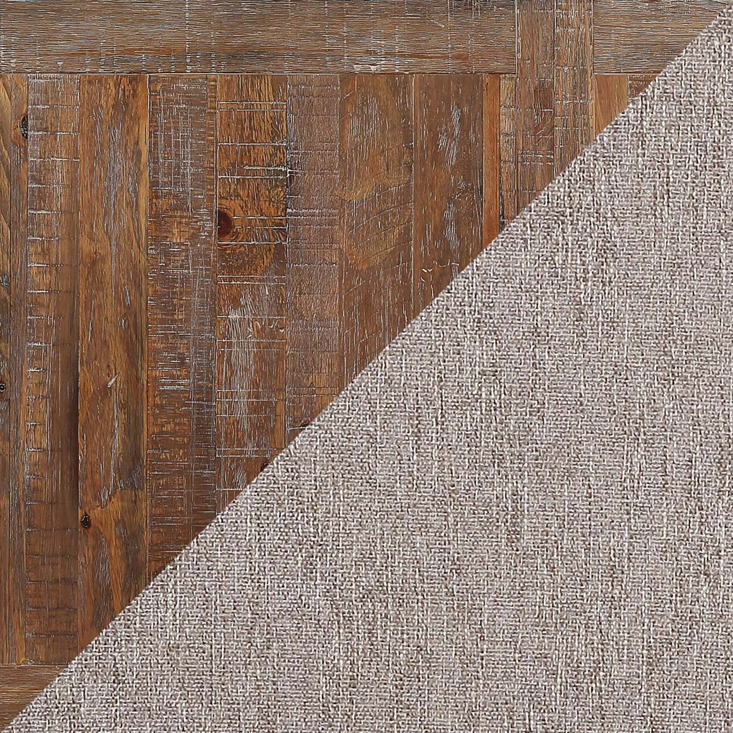 Banc de salle à manger en cèdre avec tissu en polyester, bois de pin, base à tréteaux, 60 W - Marron | Banc de salle à manger Cedar de 60 po (L) en pin et tissu de polyester, avec base à tréteaux - brun