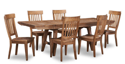 Cedar 7pc Dining Set with Table & 6 Chairs, Pine Wood, Trestle-Base, 72.07W - Brown | Ensemble de salle à manger Cedar 7 pièces en pin avec table de 72,07 po (L), base à tréteaux et 6 chaises - brun