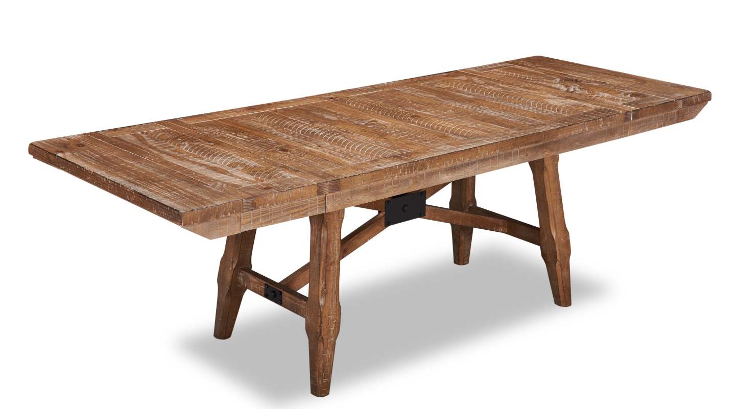 Table de salle à manger Cèdre en bois de pin, base à tréteaux, 72,07 po - Brune | Table de salle à manger en cèdre, bois de pin, base à tréteaux, 72,07 W - Marron