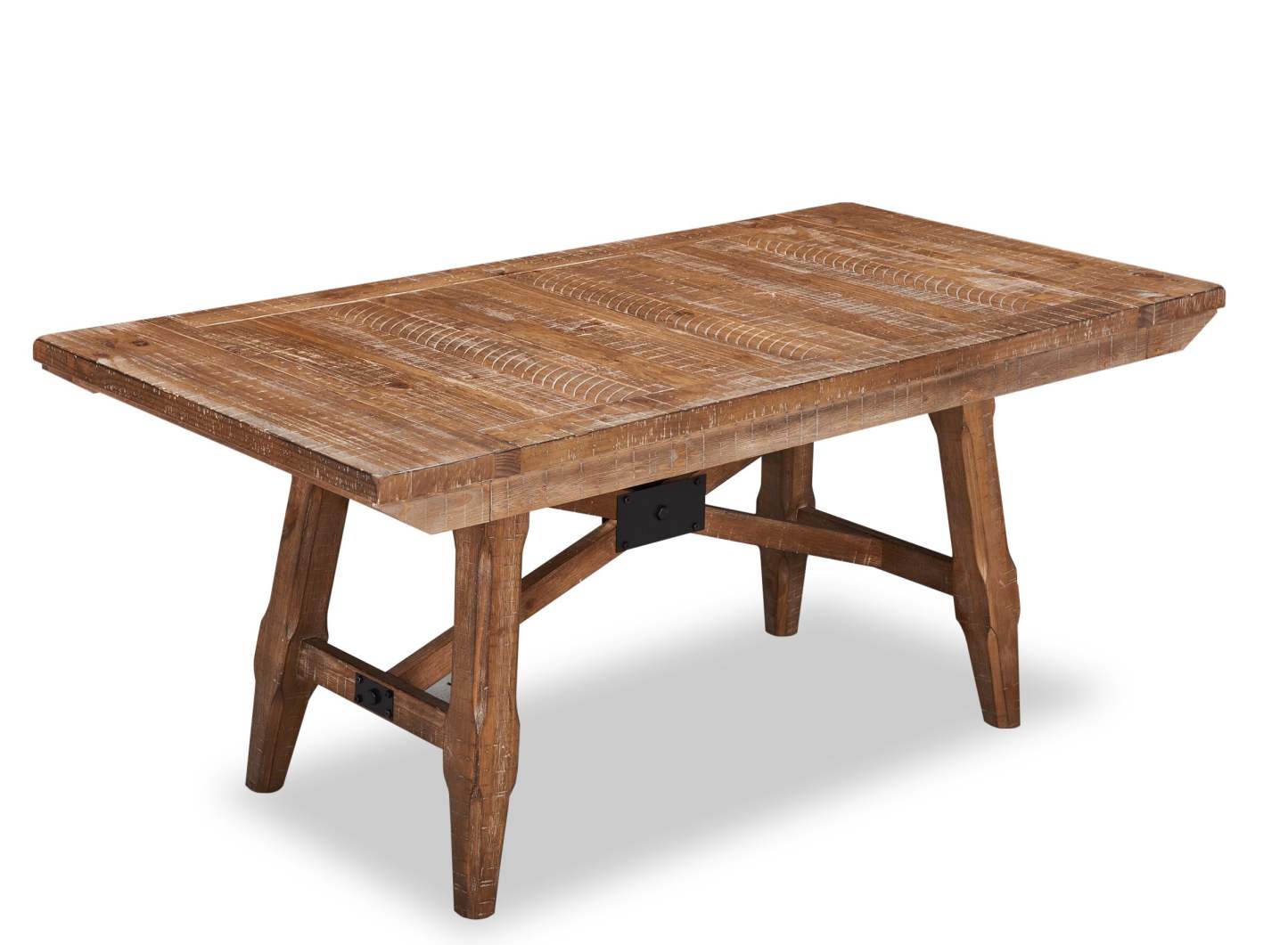 Table de salle à manger Cèdre en bois de pin, base à tréteaux, 72,07 po - Brune | Table de salle à manger en cèdre, bois de pin, base à tréteaux, 72,07 W - Marron