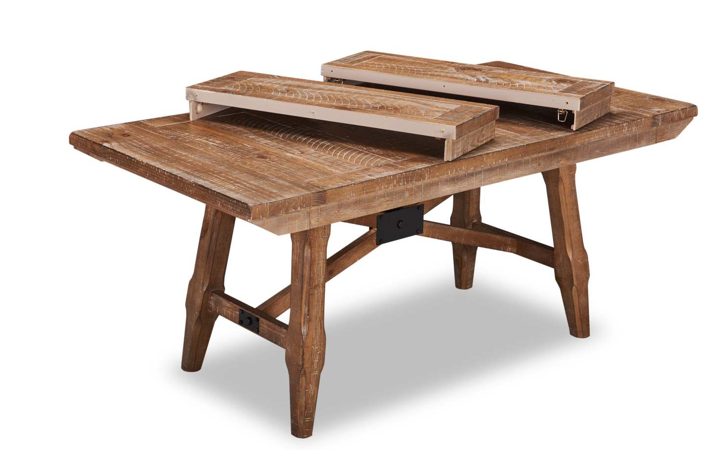 Table de salle à manger Cèdre en bois de pin, base à tréteaux, 72,07 po - Brune | Table de salle à manger en cèdre, bois de pin, base à tréteaux, 72,07 W - Marron