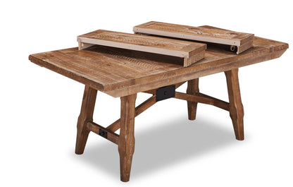 Table de salle à manger Cèdre en bois de pin, base à tréteaux, 72,07 po - Brune | Table de salle à manger en cèdre, bois de pin, base à tréteaux, 72,07 W - Marron