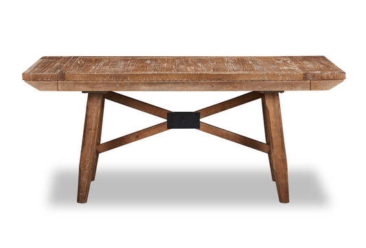 Table de salle à manger Cèdre en bois de pin, base à tréteaux, 72,07 po - Brune | Table de salle à manger en cèdre, bois de pin, base à tréteaux, 72,07 W - Marron