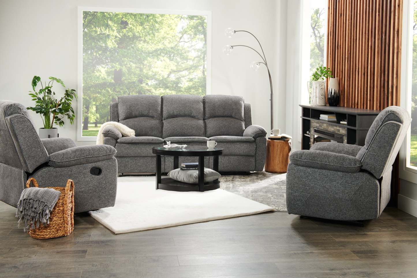 Fauteuil inclinable Chandler de 37 po en tissu de chenille - gris