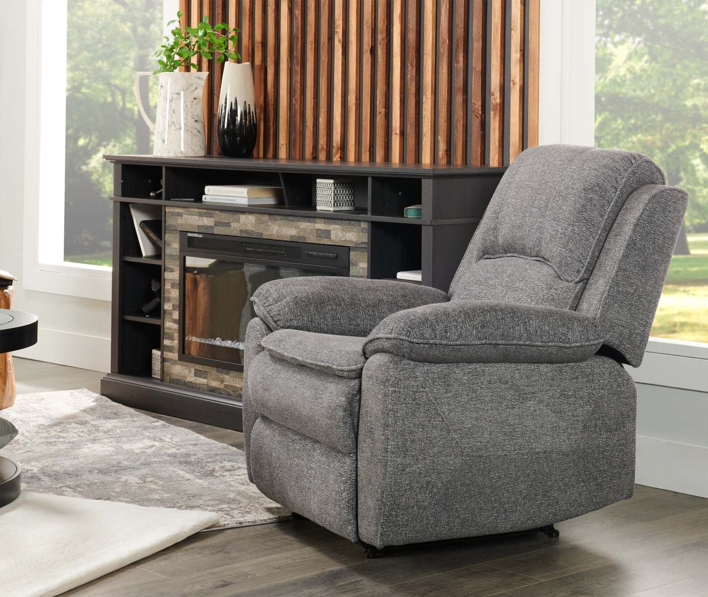 Fauteuil inclinable Chandler de 37 po en tissu de chenille - gris