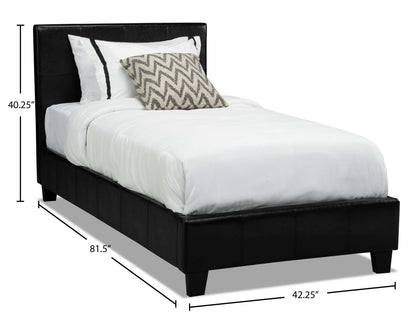 Lit rembourré Chase en tissu de cuir végétalien marron - Taille simple | Lit rembourré Chase en tissu de cuir végétalien brun - format lit simple