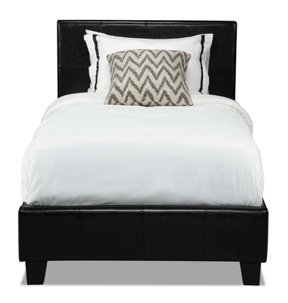 Lit rembourré Chase en tissu de cuir végétalien marron - Taille simple | Lit rembourré Chase en tissu de cuir végétalien brun - format lit simple