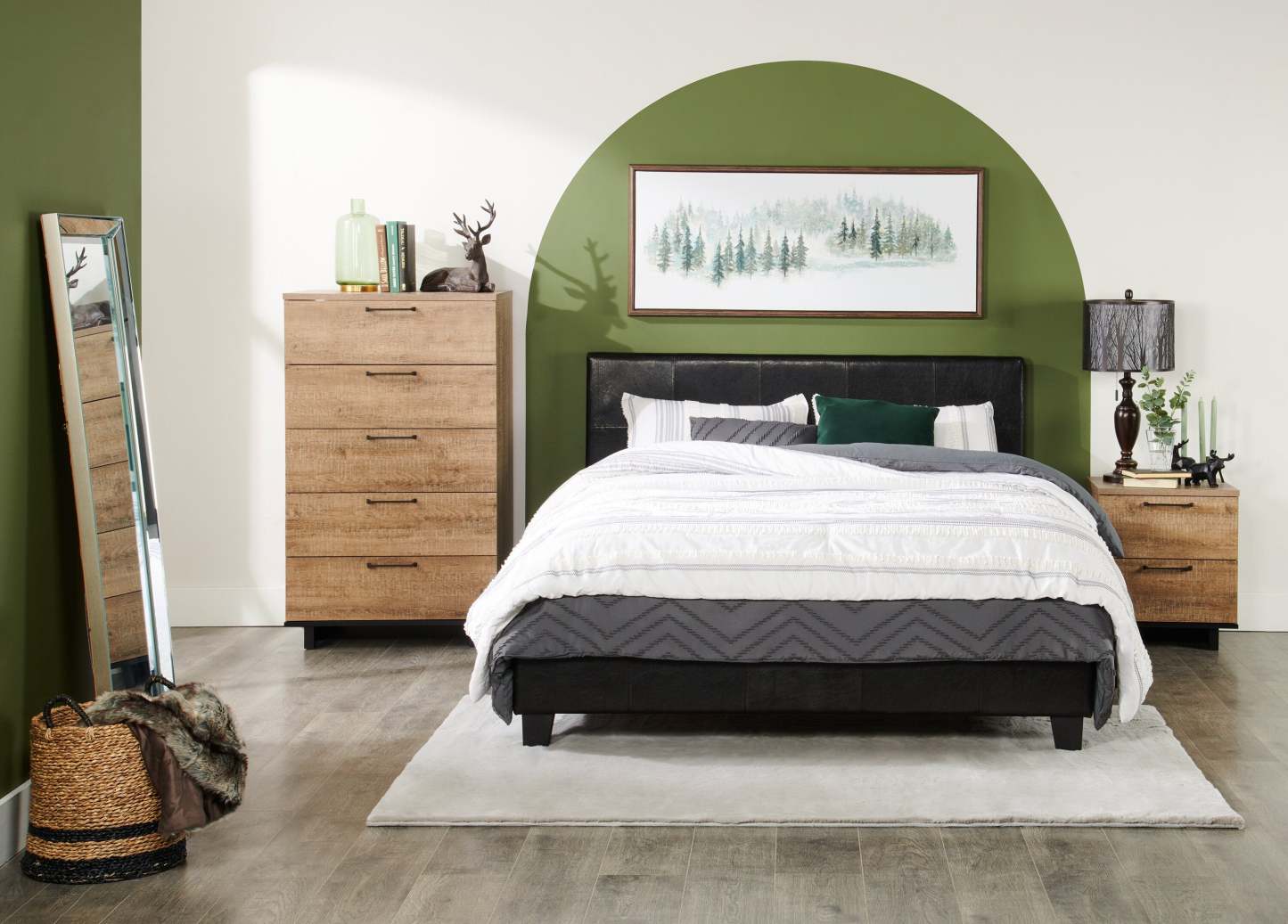 Lit rembourré Chase en tissu de cuir végétalien marron - Queen Size | Lit rembourré Chase en tissu de cuir végétalien brun - format grand lit