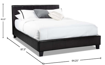 Lit rembourré Chase en tissu de cuir végétalien marron - Queen Size | Lit rembourré Chase en tissu de cuir végétalien brun - format grand lit