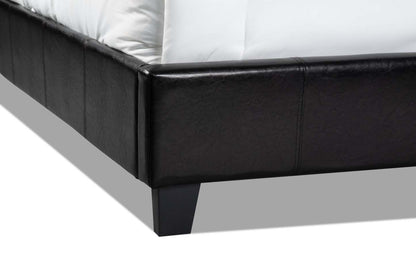 Lit rembourré Chase en tissu de cuir végétalien marron - Pleine grandeur | Lit rembourré Chase en tissu de cuir végétalien brun - format lit double