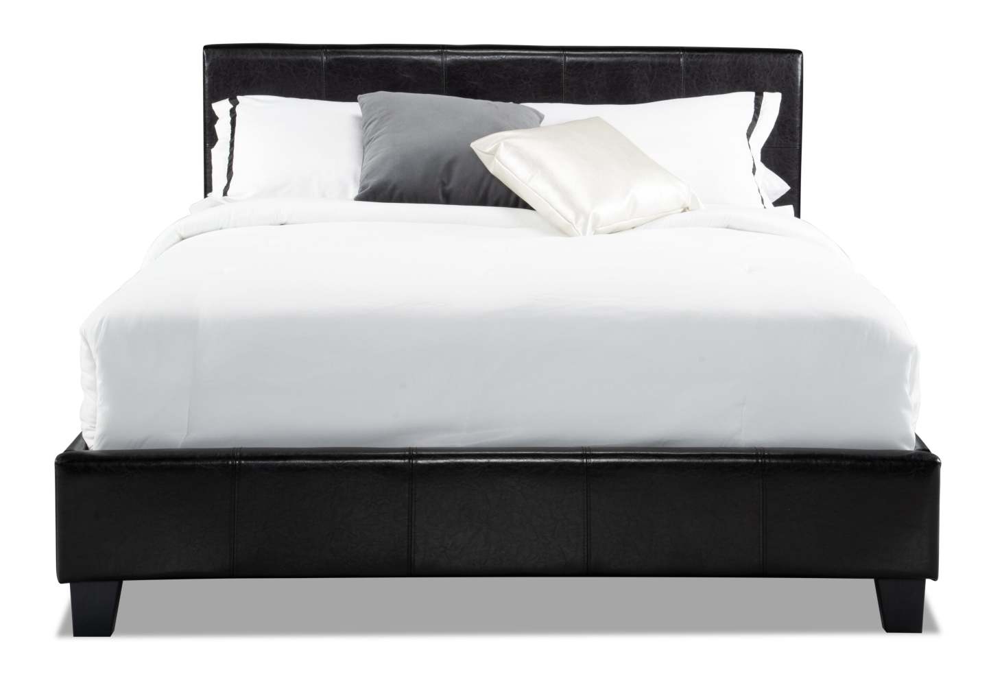 Lit rembourré Chase en tissu de cuir végétalien marron - Queen Size | Lit rembourré Chase en tissu de cuir végétalien brun - format grand lit