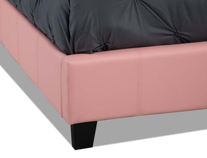 Lit rembourré Chase en tissu de cuir végétalien rose - Taille simple | Lit rembourré Chase en tissu de cuir végétalien rose - format lit simple