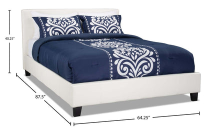 Lit rembourré Chase en tissu de cuir végétalien blanc - Queen Size | Lit rembourré Chase en tissu de cuir végétalien blanc - format grand lit
