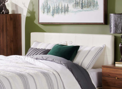 Lit rembourré Chase en tissu de cuir végétalien blanc - Queen Size | Lit rembourré Chase en tissu de cuir végétalien blanc - format grand lit