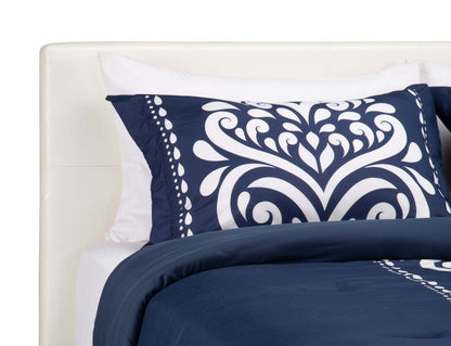 Lit rembourré Chase en tissu de cuir végétalien blanc - Pleine grandeur | Lit rembourré Chase en tissu de cuir végétalien blanc - format lit double