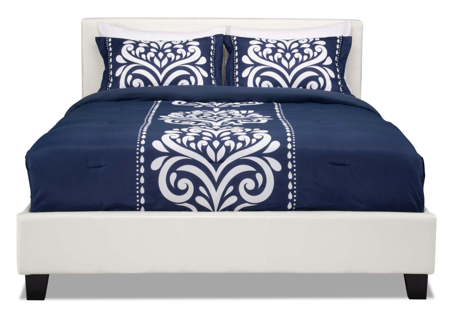 Lit rembourré Chase en tissu de cuir végétalien blanc - Pleine grandeur | Lit rembourré Chase en tissu de cuir végétalien blanc - format lit double