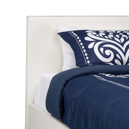 Lit rembourré Chase en tissu de cuir végétalien blanc - Taille simple | Lit rembourré Chase en tissu de cuir végétalien blanc - format lit simple