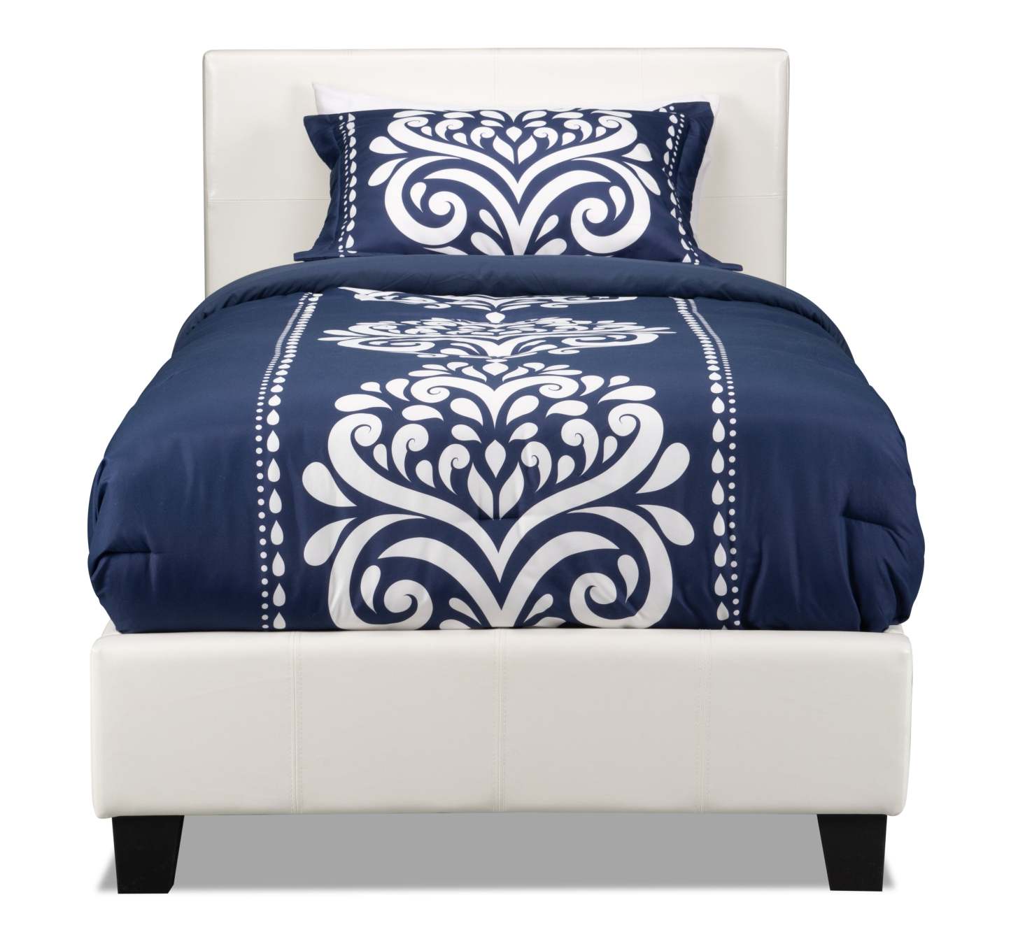 Lit rembourré Chase en tissu de cuir végétalien blanc - Taille simple | Lit rembourré Chase en tissu de cuir végétalien blanc - format lit simple