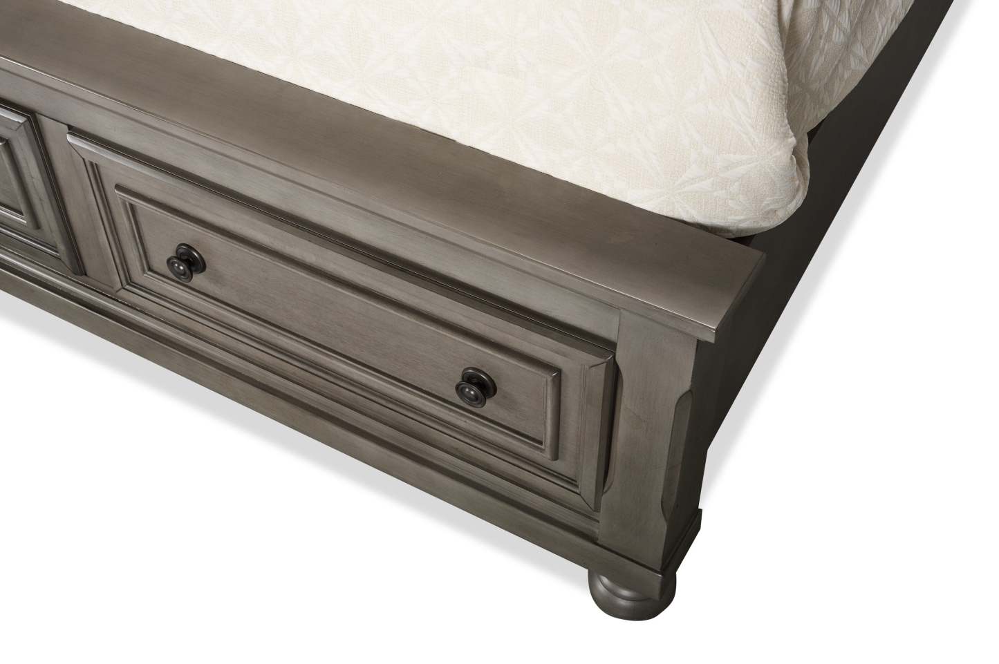 Lit plateforme de rangement Chelsea gris avec tête de lit et cadre de lit - format grand lit | Lit plateforme avec rangement Chelsea avec tête de lit et cadre, gris - Queen Size
