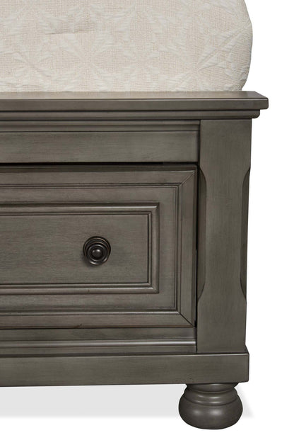 Lit plateforme de rangement Chelsea gris avec tête de lit et cadre de lit - format grand lit | Lit plateforme avec rangement Chelsea avec tête de lit et cadre, gris - Queen Size