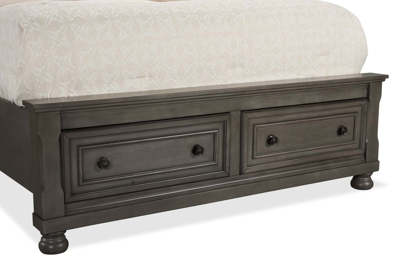 Lit plateforme de rangement Chelsea gris avec tête de lit et cadre de lit - format grand lit | Lit plateforme avec rangement Chelsea avec tête de lit et cadre, gris - Queen Size