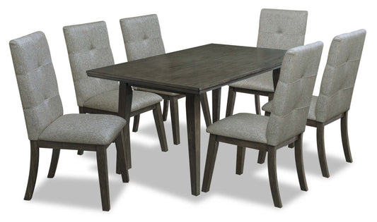 Chelsea 7pc Dining Set with Table & 6 Grey Chairs, 60W - Grey/Brown | Ensemble de salle à manger Chelsea 7 pièces avec table de 60 po (L) et 6 chaises grises - gris-brun