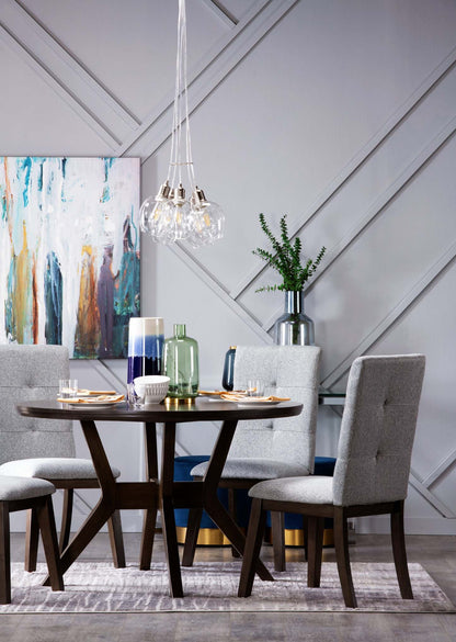 Chaise de salle à manger Chelsea avec tissu d'apparence lin - Gris | Chaise de salle à manger Chelsea en tissu d'apparence lin - grise