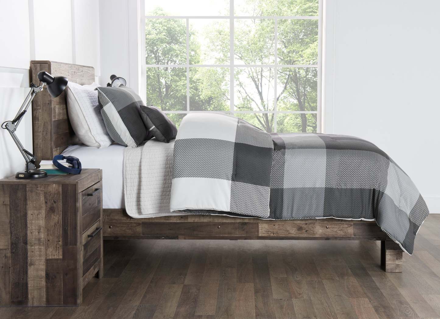 Ensemble d'édredon double 3 pièces Charlie - Gris | Ensemble d'édredon Charlie de 3 pièces pour lit simple - gris | CHARL3TW