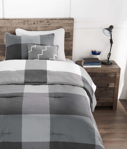 Ensemble d'édredon double 3 pièces Charlie - Gris | Ensemble d'édredon Charlie de 3 pièces pour lit simple - gris | CHARL3TW