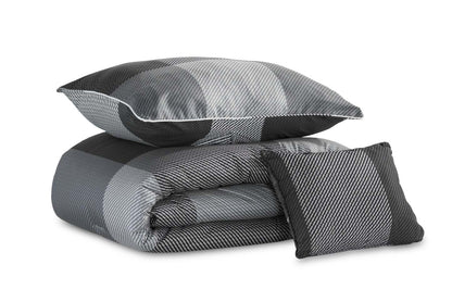 Ensemble d'édredon double 3 pièces Charlie - Gris | Ensemble d'édredon Charlie de 3 pièces pour lit simple - gris | CHARL3TW