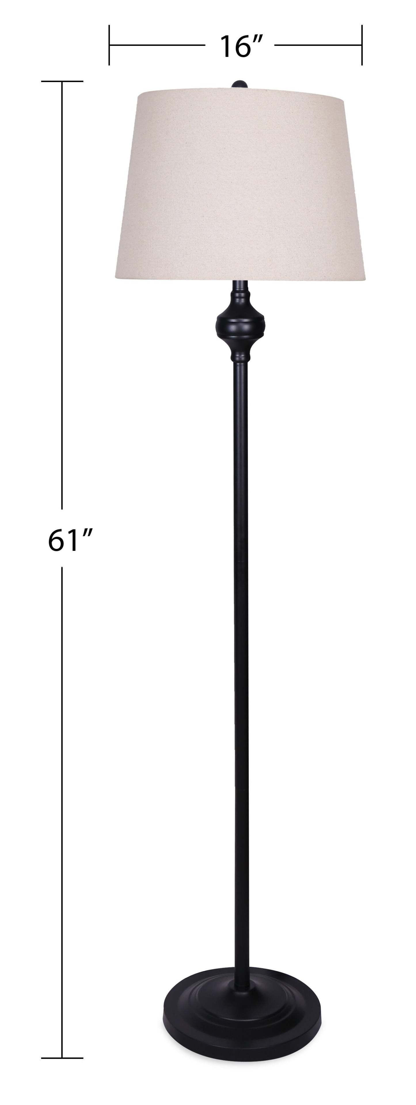 Ensemble 3 pièces Ciara Traditional Matte Black, lampadaire et deux lampes de table|Ensemble 3 lampes Ciara traditionnelles noir mat, 2 lampes de table et 1 lampe à pied