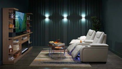 Cinema 79.6 Tissu d'apparence cuir Sièges de cinéma maison inclinables électriquement avec deux sièges - Gris brume cosmique