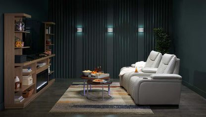 Cinema 79.6 Tissu d'apparence cuir Sièges de cinéma maison inclinables électriquement avec deux sièges - Gris brume cosmique